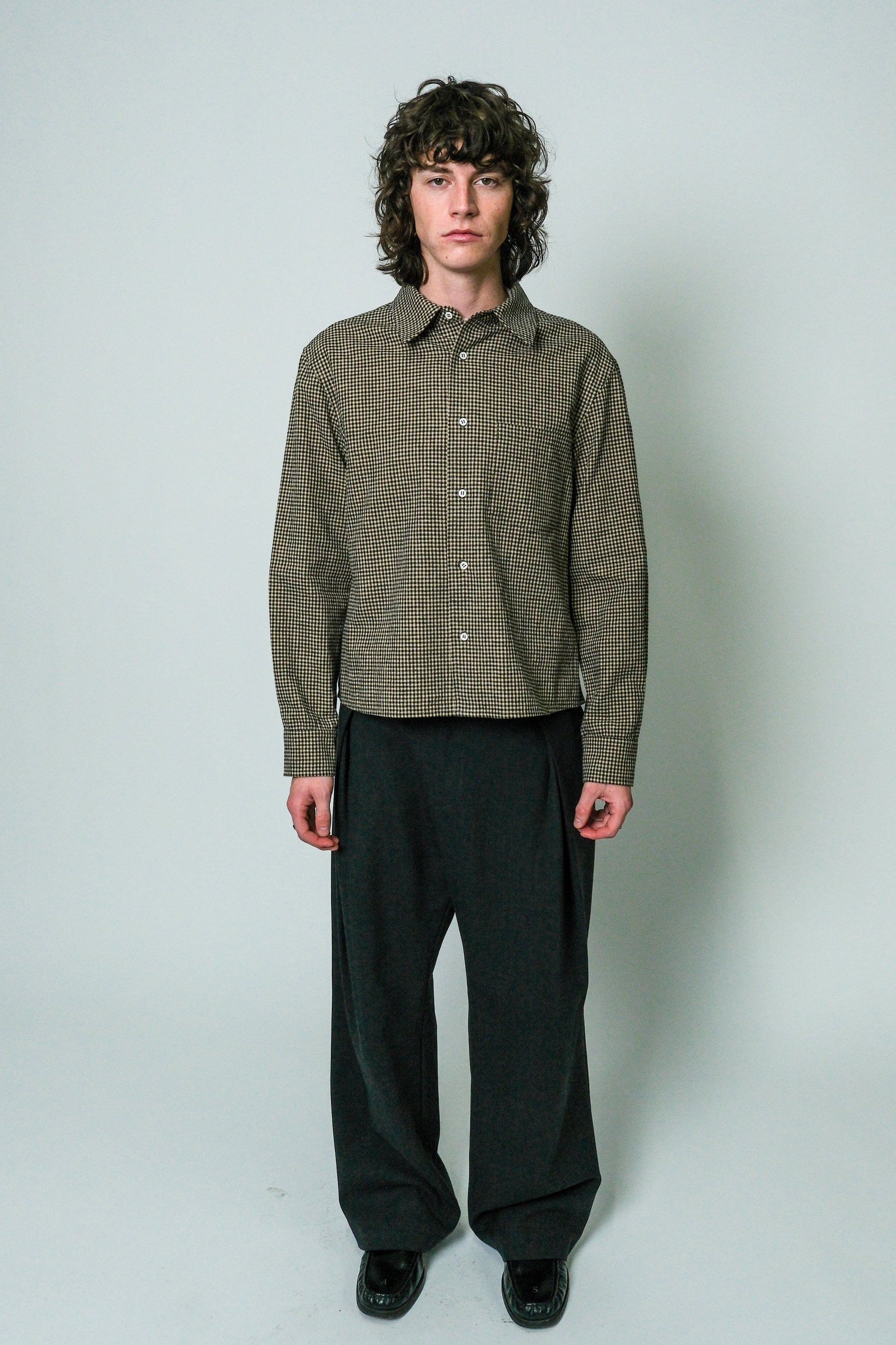 The Ozu Shirt Gingham Beige/Black