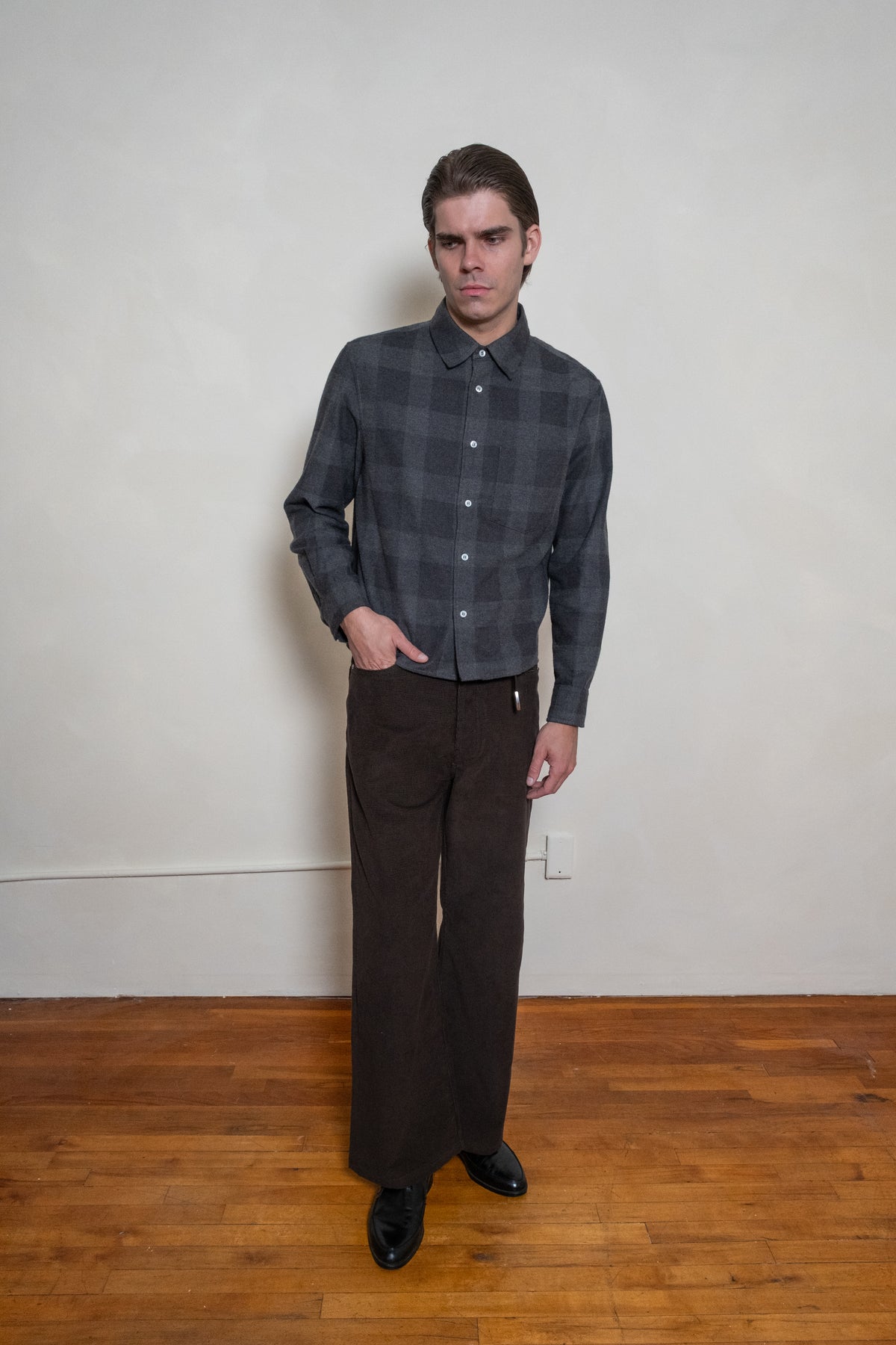 The Khumbu Yak Wool Flannel Charcoal Buffalo Check