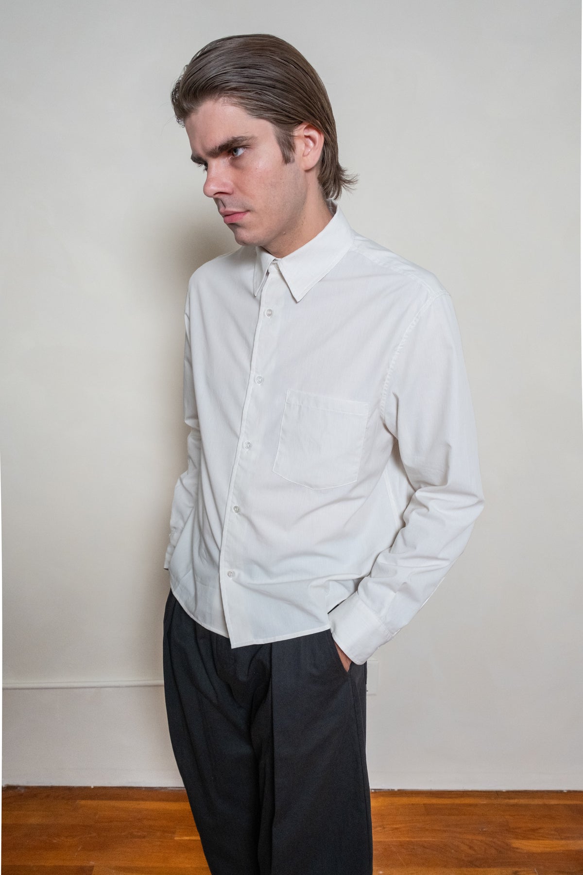 The Patrick Shirt White and Greige Stripe