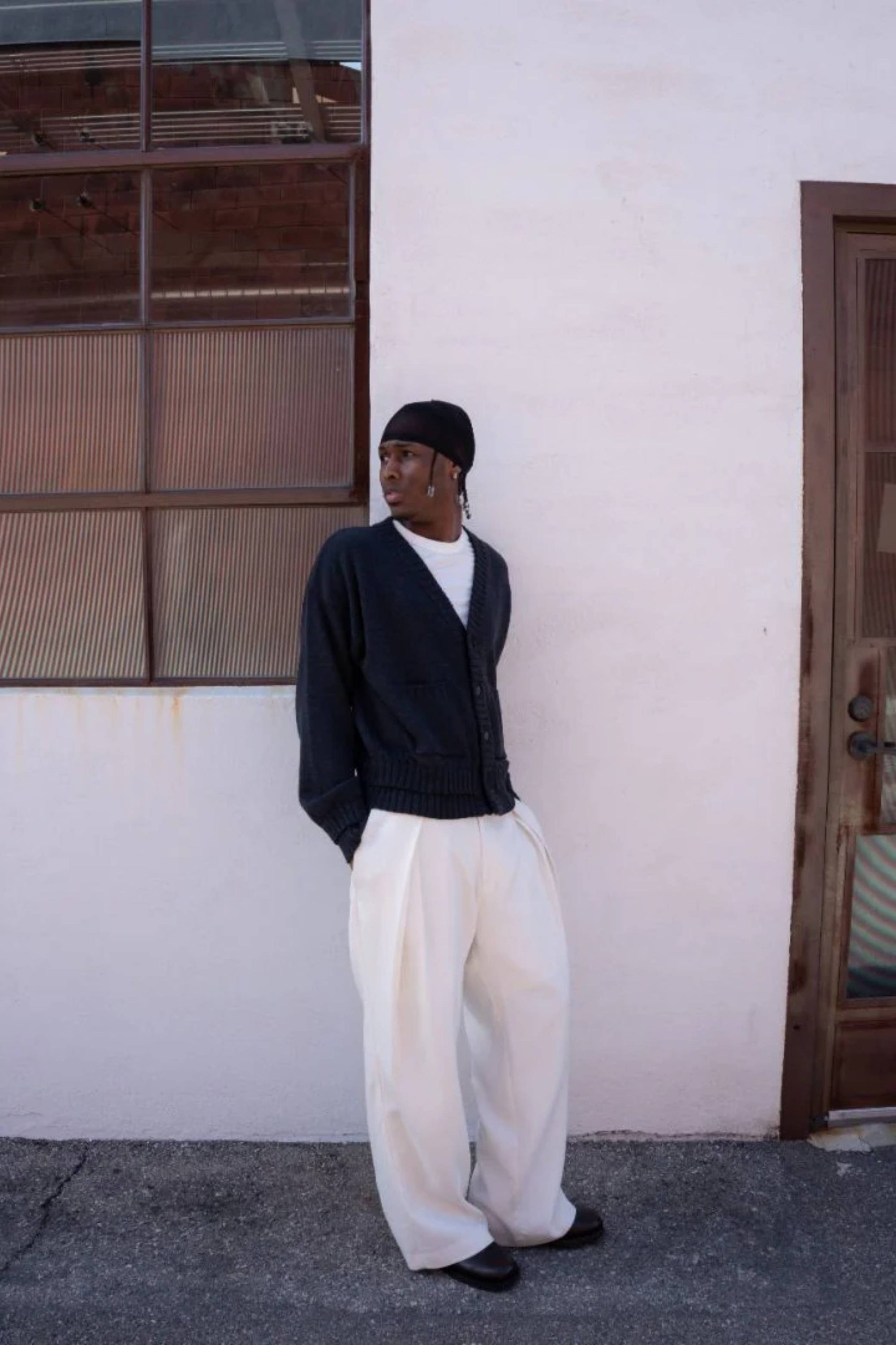 The Bezel Pleat Trouser Ivory